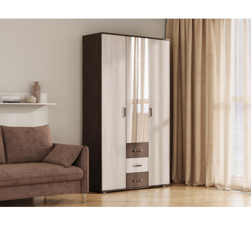 Распашной шкаф BTS Белла Венге / Ясень белый Венге / Ясень белый