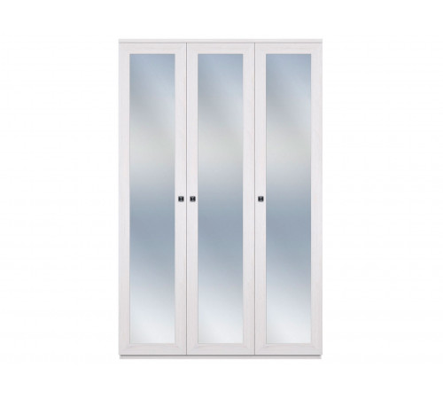 Распашной шкаф Кураж Парма Нео 20 Ясень Анкор светлый / Экокожа белая С зеркальными фасадами