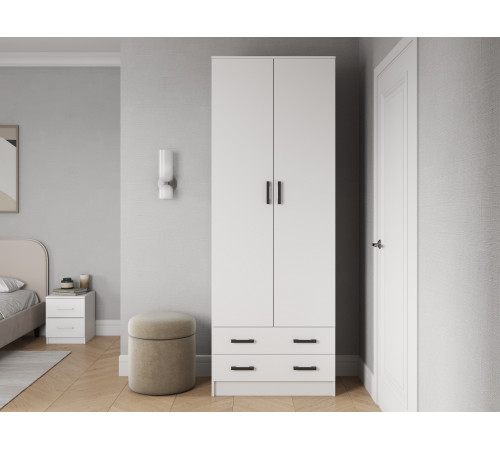 Распашной шкаф Эра Прагма Белый гладкий Со штангой