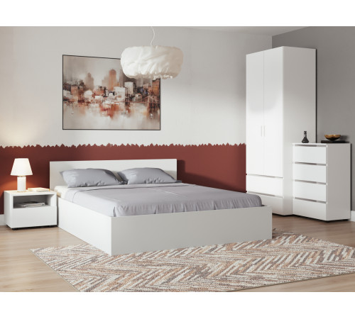 Распашной шкаф СВ-Мебель Тайлер Белый текстурный С дополнительными полками