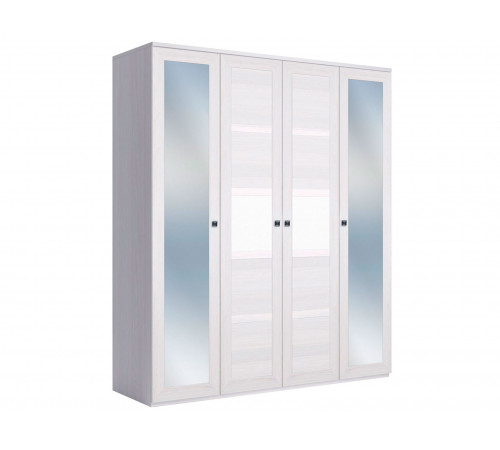 Распашной шкаф Кураж Парма Нео 21 Ясень Анкор светлый / Экокожа белая С двумя зеркалами