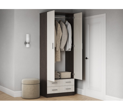 Распашной шкаф Эра Прагма Венге / Лоредо Со штангой