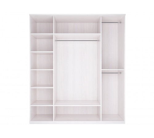 Распашной шкаф Кураж Парма Нео 21 Ясень Анкор светлый / Экокожа белая С двумя зеркалами