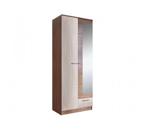 Распашной шкаф Эра Адель Ясень Шимо темный / Ясень Шимо светлый С полками и штангой