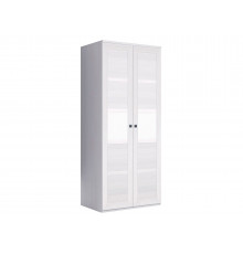 Распашной шкаф Кураж Парма Нео 19 Ясень Анкор светлый / Экокожа белая С глухими фасадами