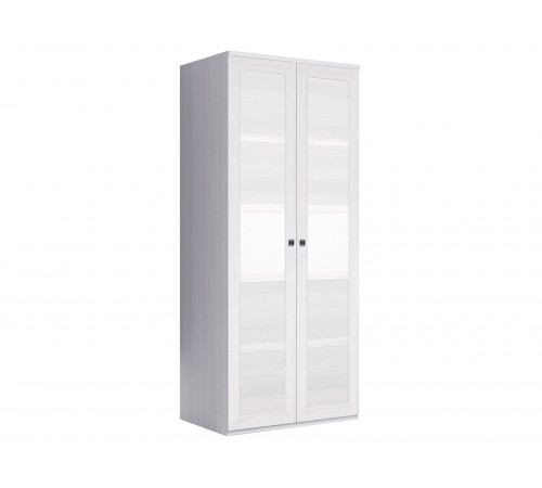 Распашной шкаф Кураж Парма Нео 19 Ясень Анкор светлый / Экокожа белая С глухими фасадами