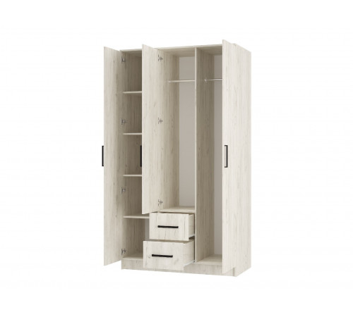 Распашной шкаф BTS Фиеста 3 двери Дуб Крафт белый Дуб Крафт белый