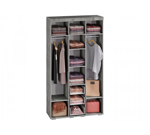 Распашной шкаф Мебелони Инстайл Бетон / Белый Без дополнительных полок