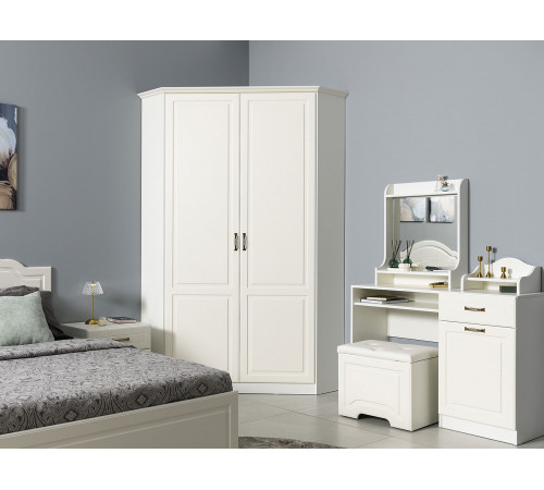 Распашной шкаф Моби Ливерпуль Ясень Ваниль / Белый Ясень Ваниль / Белый