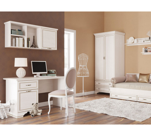 Шкаф навесной Кураж Сиена Бодега белый, патина золото Бодега белый, патина золото