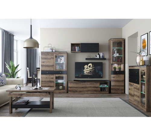 Шкаф навесной Анрэкс Джагер Дуб монастырский / Черный Дуб монастырский / Черный