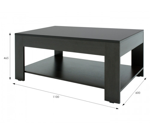 Журнальный столик Мебелик Бьюти 26 Венге / Стекло черное Венге / Стекло черное