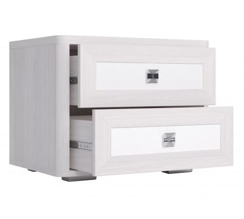 Спальный гарнитур Кураж Парма Нео 3 Ясень Анкор светлый / Экокожа белая Ясень Анкор светлый / Экокожа белая