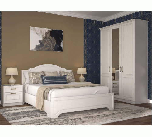 Спальный гарнитур Моби Ливерпуль Ясень Ваниль / Белый Ясень Ваниль / Белый