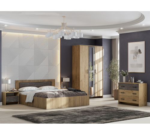 Спальный гарнитур СВ-Мебель Дублин Дуб золотой / Камень тёмный Дуб золотой / Камень тёмный