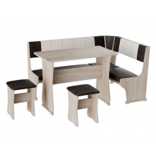 Кухонный уголок Budunov Group Сандро Дуб Сонома / Шоколад, бежевый, экокожа 150 см