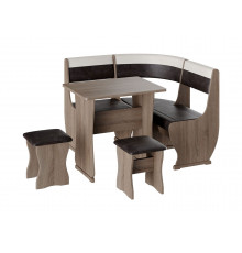 Кухонный уголок Budunov Group Алонзо, Альянс Дуб Сонома трюфель / Шоколад, бежевый, экокожа Малый