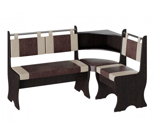 Кухонный уголок Budunov Group Калисто Венге / Шоколад, бежевый, экокожа Венге / Шоколад, бежевый, экокожа