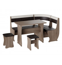 Кухонный уголок Budunov Group Алонзо, Альянс Дуб Сонома трюфель / Шоколад, бежевый, экокожа Большой