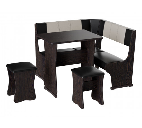 Кухонный уголок Budunov Group Сандро Венге / Крем, коричневый, экокожа 100 см