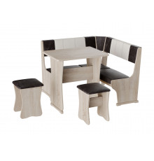 Кухонный уголок Budunov Group Сандро Дуб Сонома / Шоколад, бежевый, экокожа 100 см