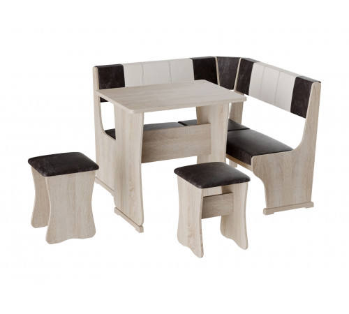 Кухонный уголок Budunov Group Сандро Дуб Сонома / Шоколад, бежевый, экокожа 100 см