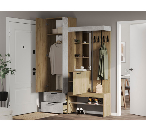 Прихожая Мебелони Трамп Дуб Крафт / Бетон Дуб Крафт / Бетон