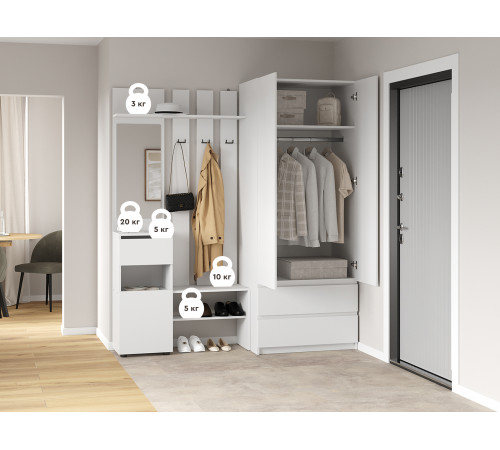 Прихожая СВ-Мебель Тайлер Белый текстурный Белый текстурный