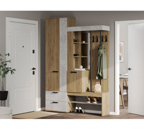 Прихожая Мебелони Трамп Дуб Крафт / Бетон Дуб Крафт / Бетон