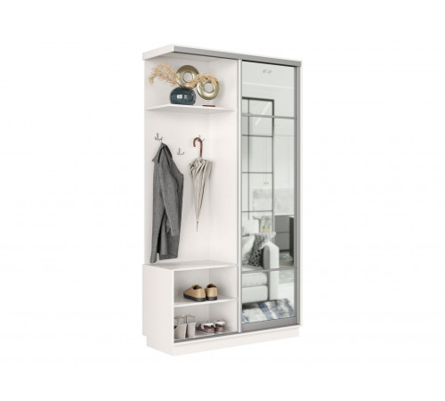 Прихожая Хочу домой Маршал Лайт Белый / Зеркало / Серебро, алюминий Левая 45 см