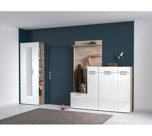 Прихожая Моби Лайн Дуб Крафт серый / Белый глянец Дуб Крафт серый / Белый глянец