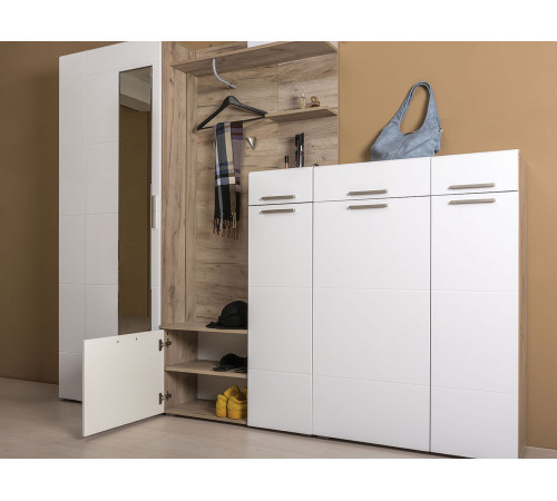 Прихожая Моби Лайн Дуб Крафт серый / Белый глянец Дуб Крафт серый / Белый глянец