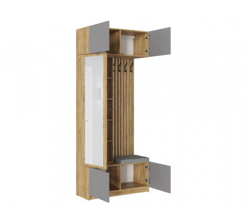 Прихожая МК СТИЛЬ Бостон Дуб Крафт золотой / Серый шифер / Серый, экокожа Дуб Крафт золотой / Серый шифер / Серый, экокожа