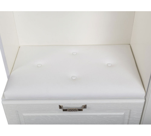 Прихожая Моби Ливерпуль Белый, поры дерева / Ясень ваниль / Белый, кожзам С карнизом