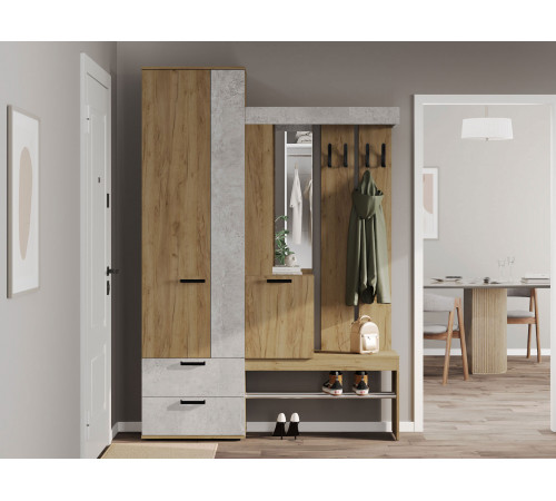 Прихожая Мебелони Трамп Дуб Крафт / Бетон Дуб Крафт / Бетон