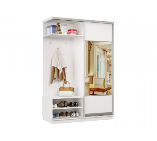 Прихожая Хочу домой Маршал Лайт Белый / Зеркало / Серебро, алюминий Левая 60 см