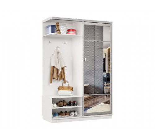 Прихожая Хочу домой Маршал Лайт Белый / Зеркало / Серебро, алюминий Левая 45 см