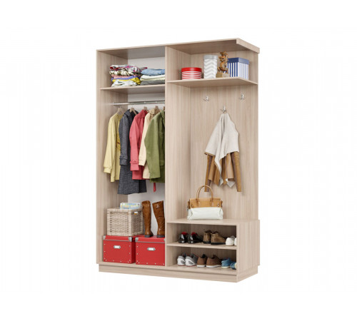 Прихожая Хочу домой Маршал Лайт Ясень Шимо светлый / Зеркало / Серебро, алюминий Правая 60 см