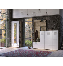 Прихожая Моби Лайн Дуб Крафт серый / Белый глянец Дуб Крафт серый / Белый глянец