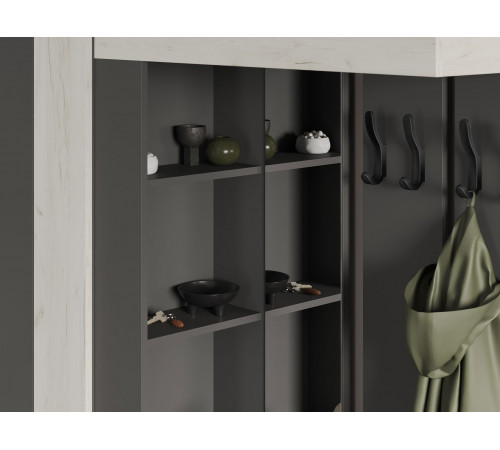 Прихожая Мебелони Трамп Графит / Дуб Крафт белый Графит / Дуб Крафт белый