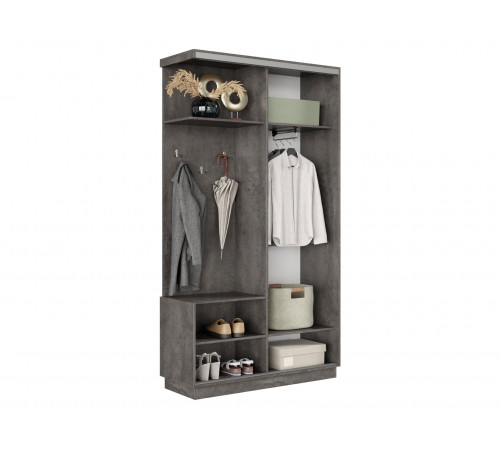 Прихожая Хочу домой Маршал Лайт Бетон / Зеркало / Серебро, алюминий Левая 45 см