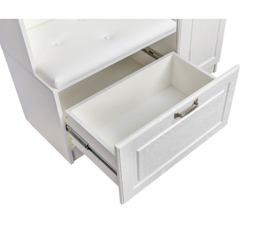 Прихожая Моби Ливерпуль Белый, поры дерева / Ясень ваниль / Белый, кожзам С карнизом