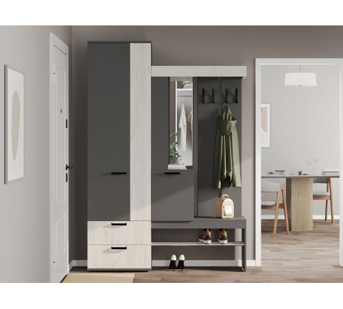 Прихожая Мебелони Трамп Графит / Дуб Крафт белый Графит / Дуб Крафт белый