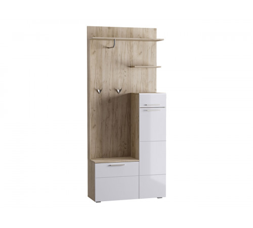 Прихожая Моби Лайн Дуб Крафт серый / Белый глянец Дуб Крафт серый / Белый глянец