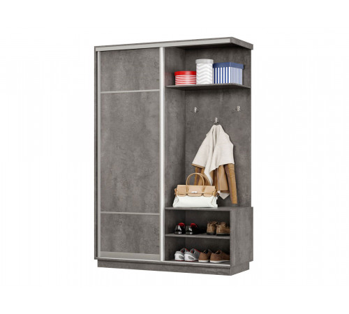 Прихожая Хочу домой Маршал Лайт Бетон / Серебро, алюминий Правая 60 см