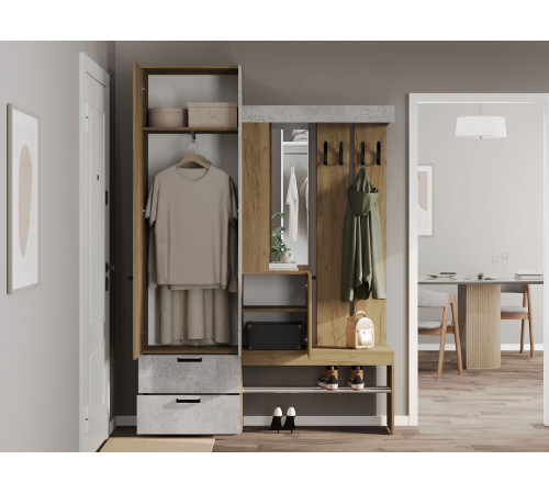 Прихожая Мебелони Трамп Дуб Крафт / Бетон Дуб Крафт / Бетон