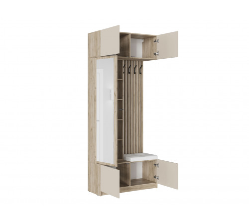 Прихожая МК СТИЛЬ Бостон Дуб Крафт серый / Кашемир / Белый, экокожа Дуб Крафт серый / Кашемир / Белый, экокожа