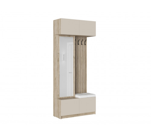 Прихожая МК СТИЛЬ Бостон Дуб Крафт серый / Кашемир / Белый, экокожа Дуб Крафт серый / Кашемир / Белый, экокожа