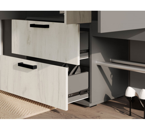 Прихожая Мебелони Трамп Графит / Дуб Крафт белый Графит / Дуб Крафт белый