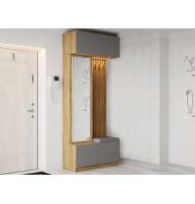 Прихожая МК СТИЛЬ Бостон Дуб Крафт золотой / Серый шифер / Серый, экокожа Дуб Крафт золотой / Серый шифер / Серый, экокожа